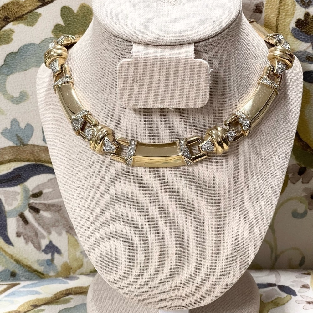 Vintage Nina Ricci Chucky Gold with Crystal Collar Necklace